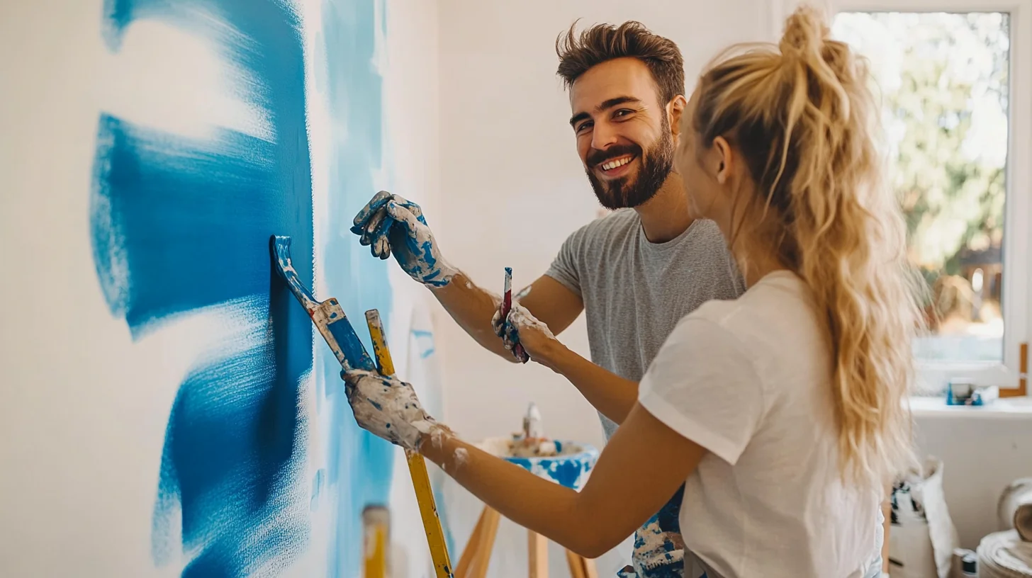 Couple painting home renovation funded by Post Lake Lending loan